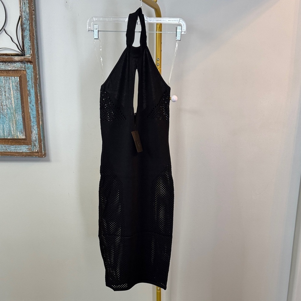 Hera Collection Black halter Backless Dress with cut out design NWT M